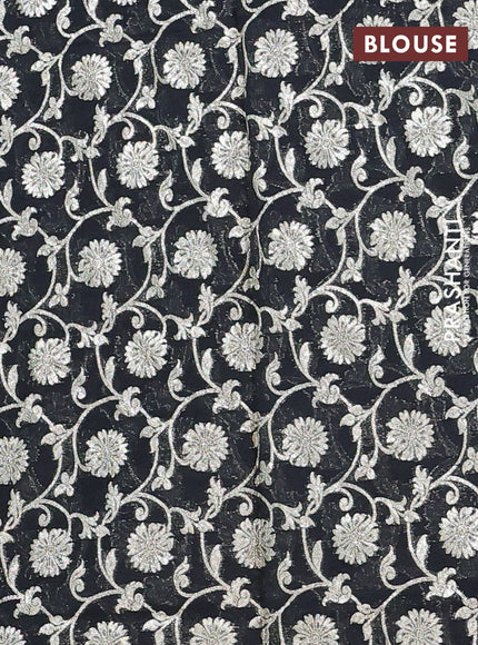 Semi mangalgiri saree black with plain body and zari woven border