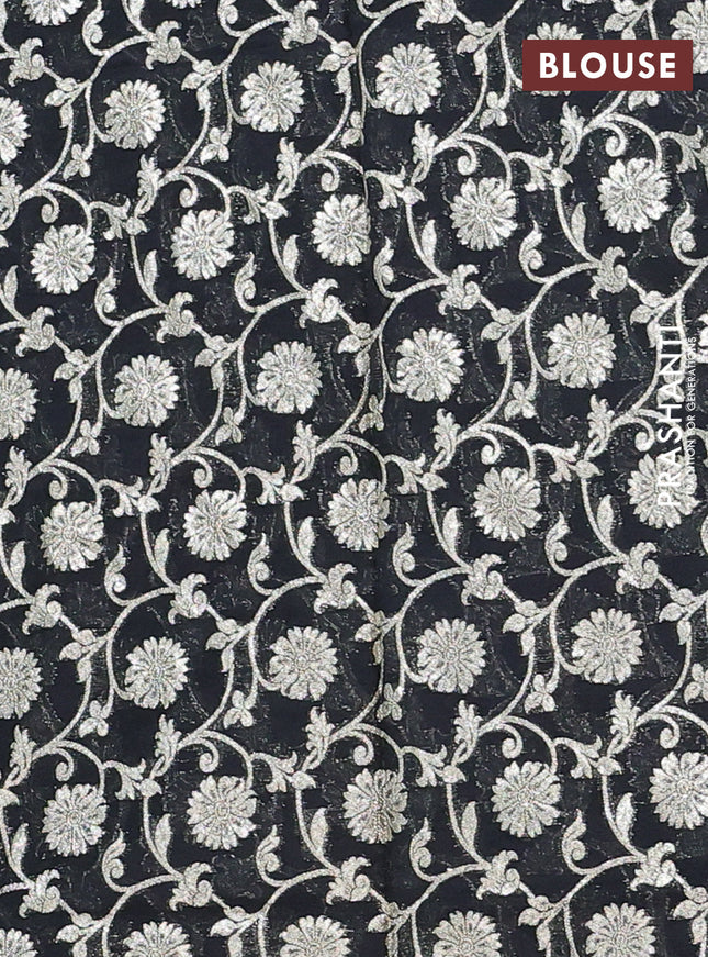 Semi mangalgiri saree black with plain body and zari woven border