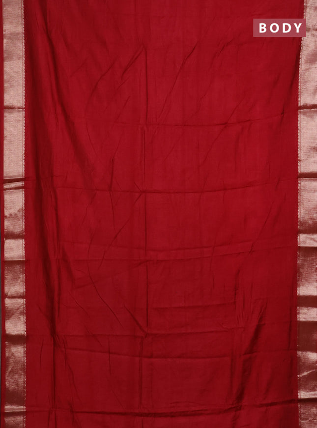 Semi mangalgiri saree maroon with plain body and zari woven border