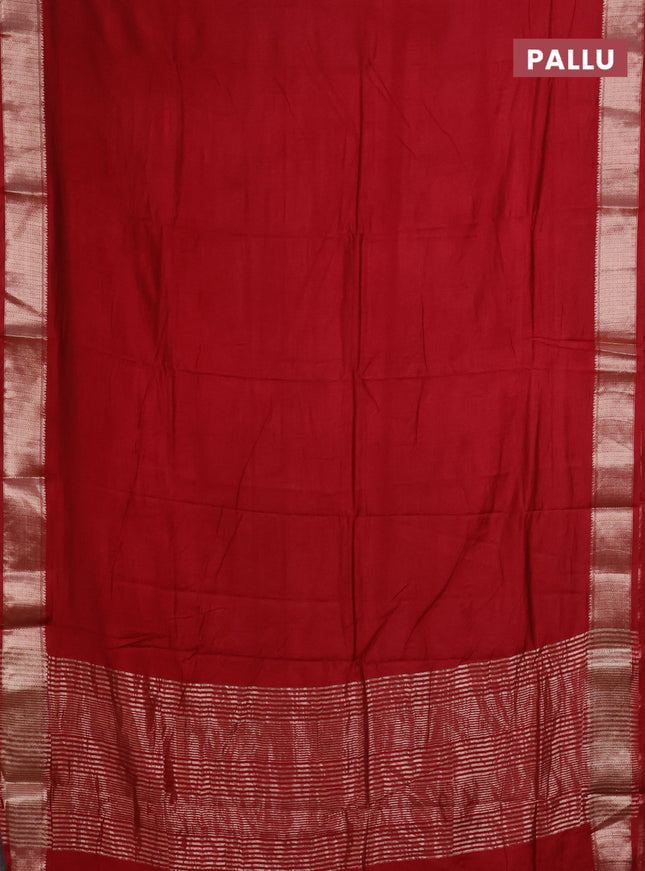 Semi mangalgiri saree maroon with plain body and zari woven border