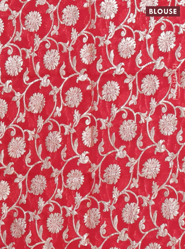 Semi mangalgiri saree maroon with plain body and zari woven border