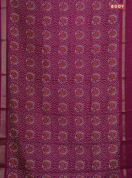 Semi dola saree purple with allover bandhani prints and sequin work border