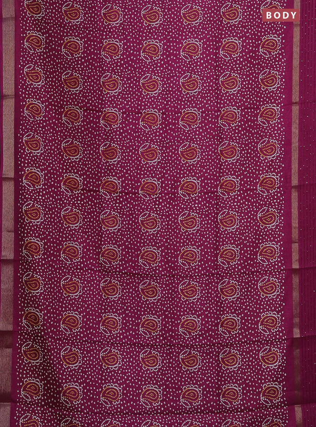 Semi dola saree purple with allover bandhani prints and sequin work border