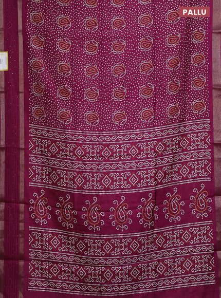 Semi dola saree purple with allover bandhani prints and sequin work border