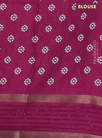 Semi dola saree purple with allover bandhani prints and sequin work border