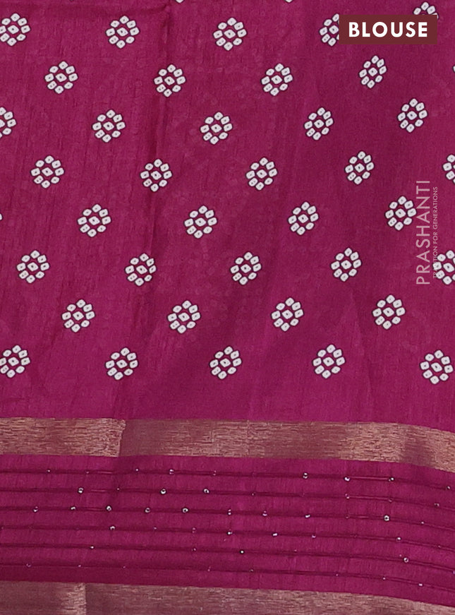 Semi dola saree purple with allover bandhani prints and sequin work border