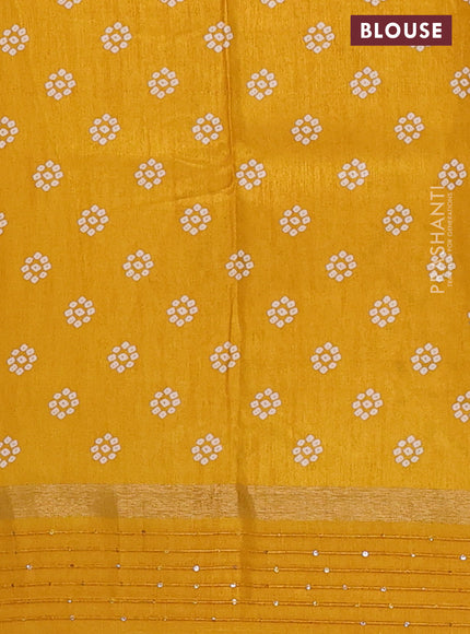 Semi dola saree mustard yellow with allover bandhani prints and sequin work border
