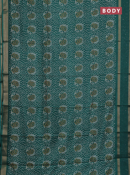 Semi dola saree green with allover bandhani prints and sequin work border