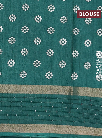 Semi dola saree green with allover bandhani prints and sequin work border