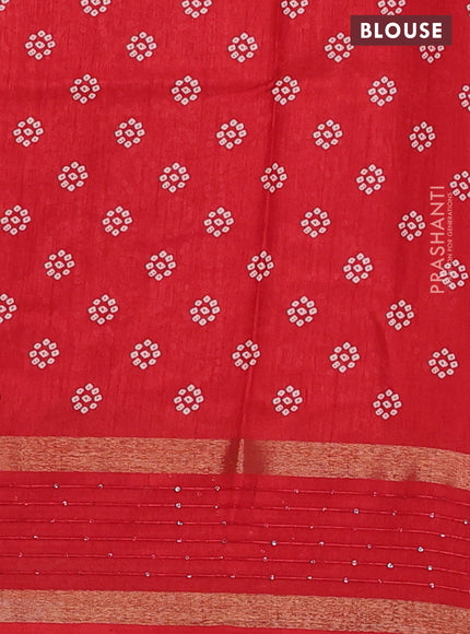 Semi dola saree red with allover bandhani prints and sequin work border
