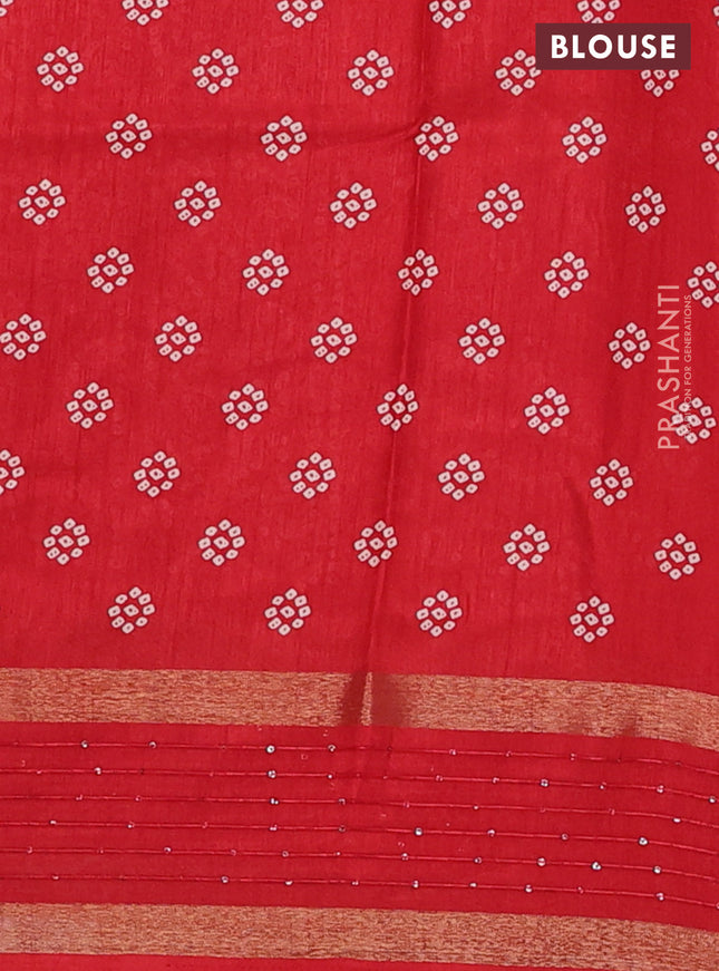Semi dola saree red with allover bandhani prints and sequin work border