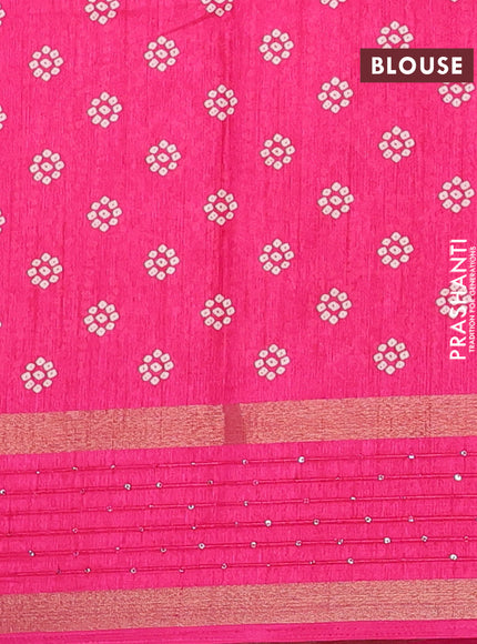 Semi dola saree pink with allover bandhani prints and sequin work border