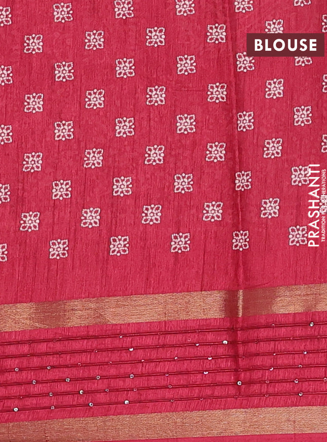 Semi dola saree maroon with batik butta prints and sequin work border