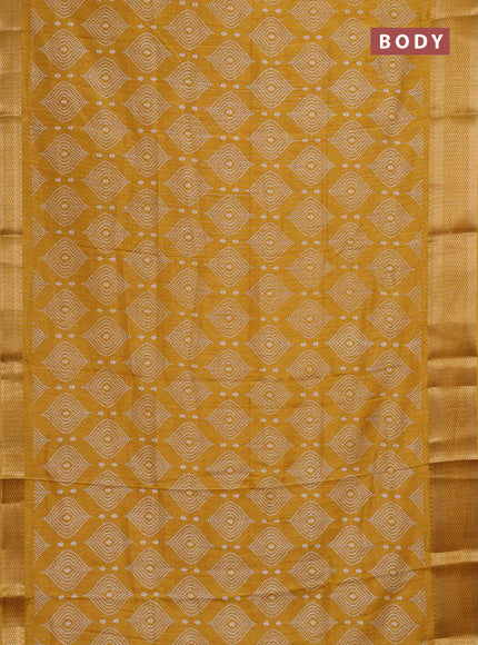 Semi dola saree mustard yellow with allover zari weaves & prints and zari woven border