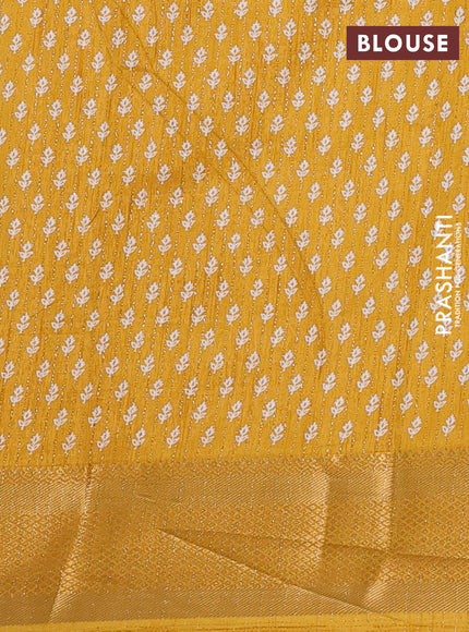 Semi dola saree mustard yellow with allover zari weaves & prints and zari woven border