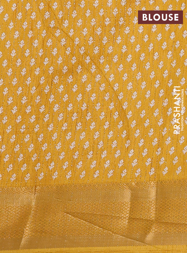 Semi dola saree mustard yellow with allover zari weaves & prints and zari woven border