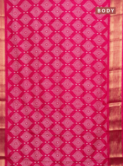 Semi dola saree pink with allover zari weaves & prints and zari woven border
