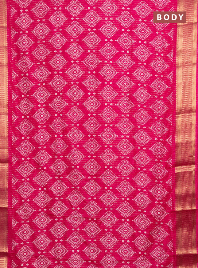 Semi dola saree pink with allover zari weaves & prints and zari woven border