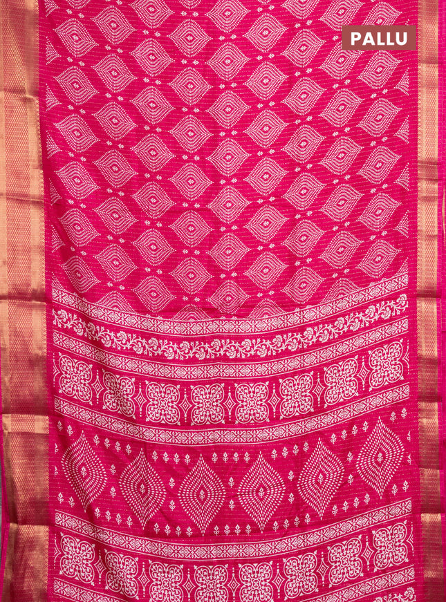 Semi dola saree pink with allover zari weaves & prints and zari woven border