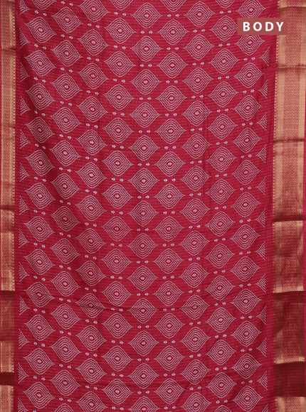 Semi dola saree maroon with allover zari weaves & prints and zari woven border