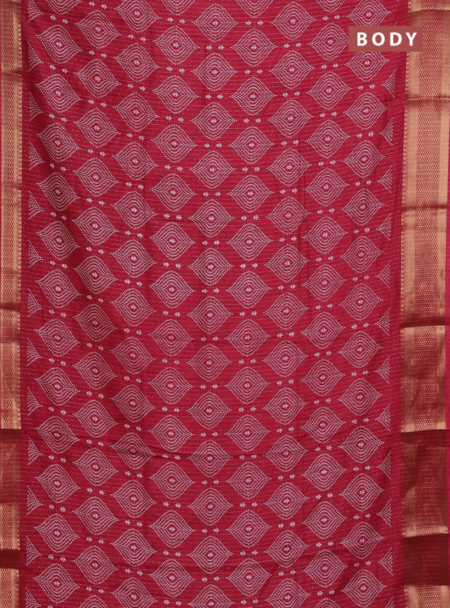 Semi dola saree maroon with allover zari weaves & prints and zari woven border