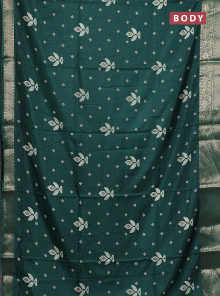 Semi dola saree green with butta prints and zari woven border