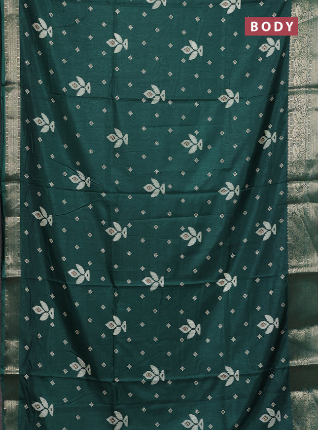 Semi dola saree green with butta prints and zari woven border
