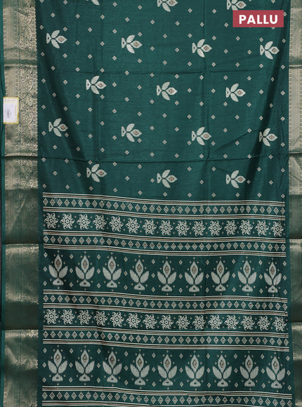 Semi dola saree green with butta prints and zari woven border