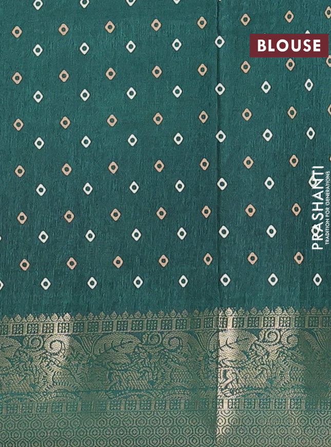 Semi dola saree green with butta prints and zari woven border