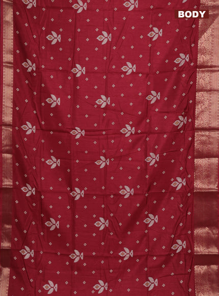 Semi dola saree maroon with butta prints and zari woven border