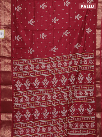 Semi dola saree maroon with butta prints and zari woven border