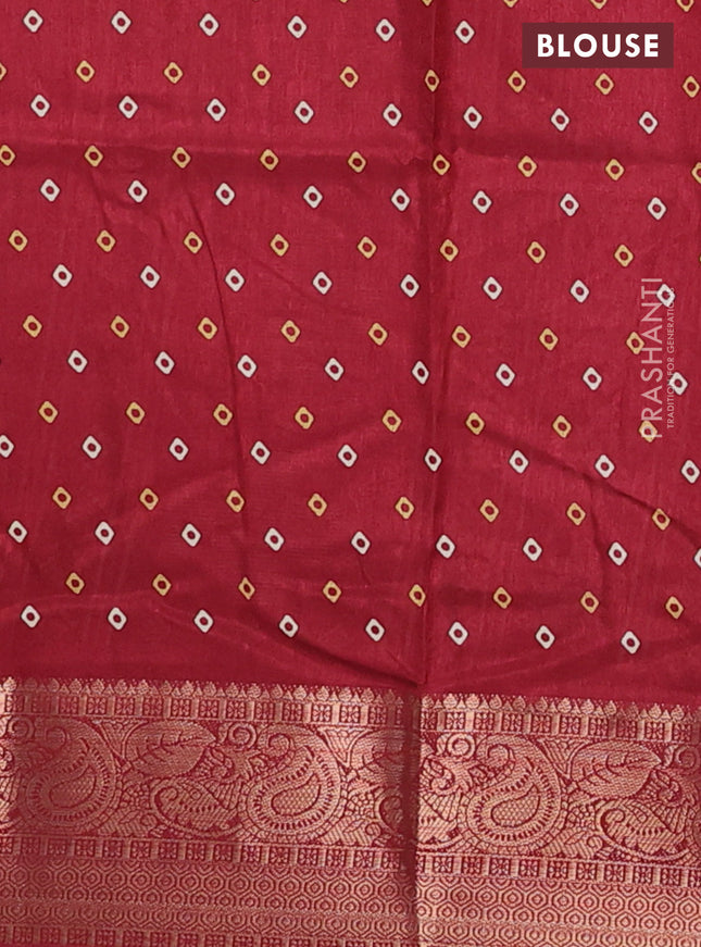 Semi dola saree maroon with butta prints and zari woven border
