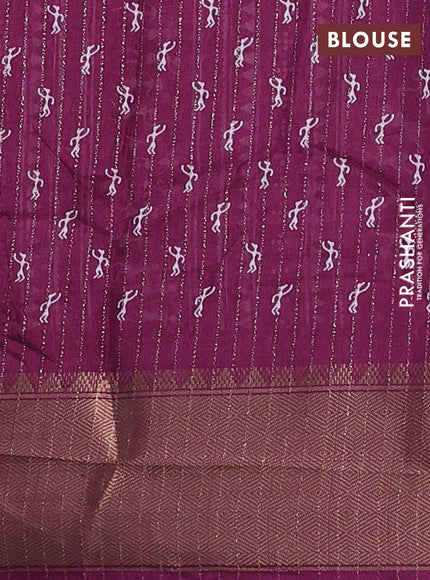 Semi dola saree wine shade with allover warli prints & zari weaves and zari woven border