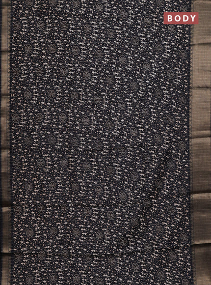 Semi dola saree black with allover warli prints & zari weaves and zari woven border
