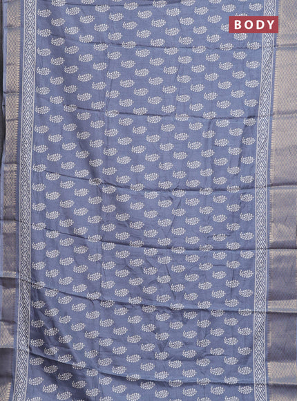 Semi dola saree grey with butta prints and zari woven border