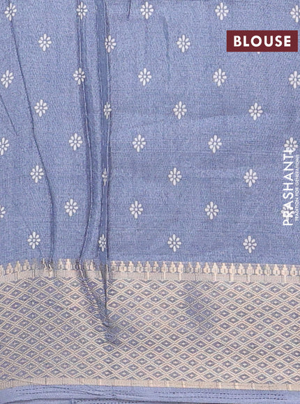 Semi dola saree grey with butta prints and zari woven border