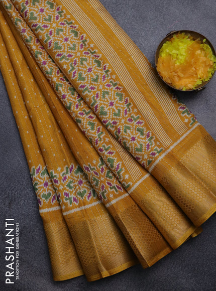 Semi dola saree mustard yellow with zari weaves & butta prints and zari woven border