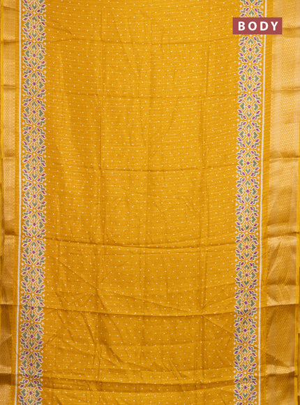 Semi dola saree mustard yellow with zari weaves & butta prints and zari woven border