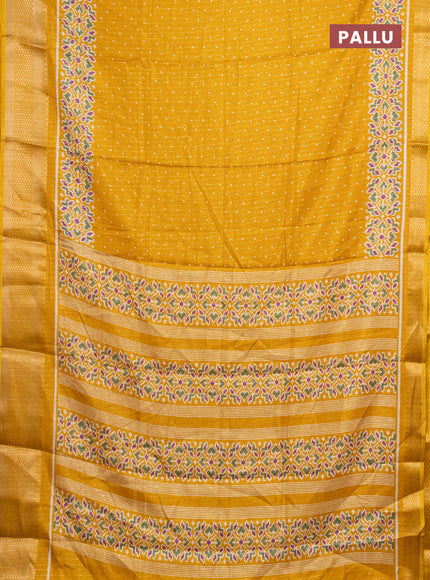 Semi dola saree mustard yellow with zari weaves & butta prints and zari woven border