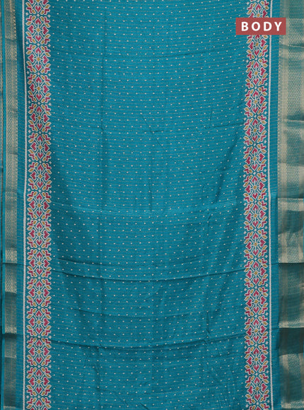 Semi dola saree teal green with zari weaves & butta prints and zari woven border