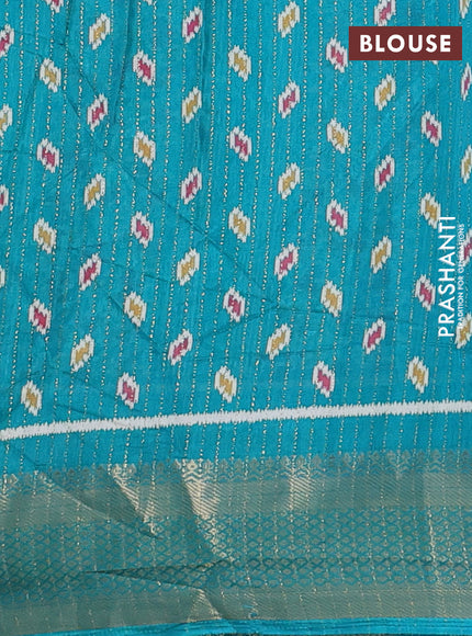 Semi dola saree teal green with zari weaves & butta prints and zari woven border