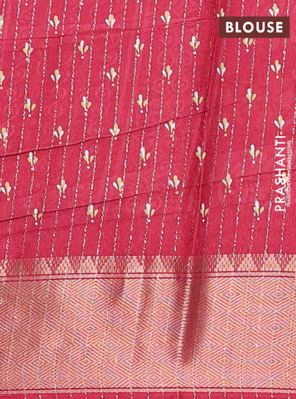 Semi dola saree maroon with allover zari weaves & leaf prints and zari woven border