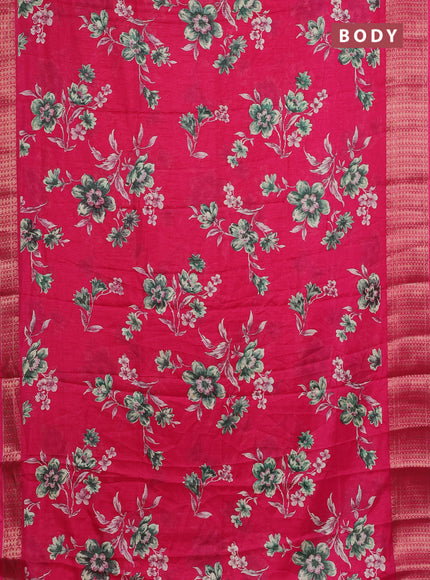 Semi dola saree pink with allover floral prints and zari woven border
