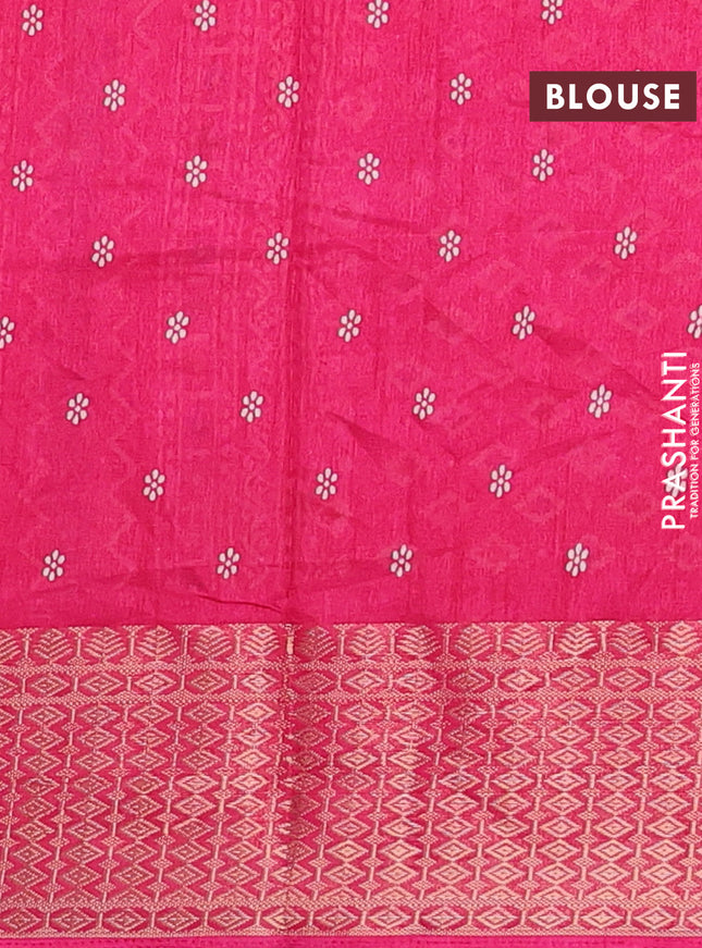 Semi dola saree pink with allover floral prints and zari woven border