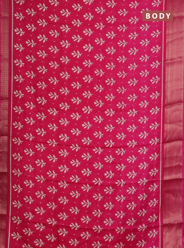 Semi dola saree pink with ikat butta prints and zari woven border