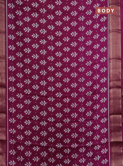 Semi dola saree purple with ikat butta prints and zari woven border