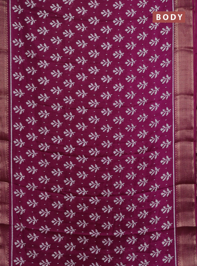 Semi dola saree purple with ikat butta prints and zari woven border