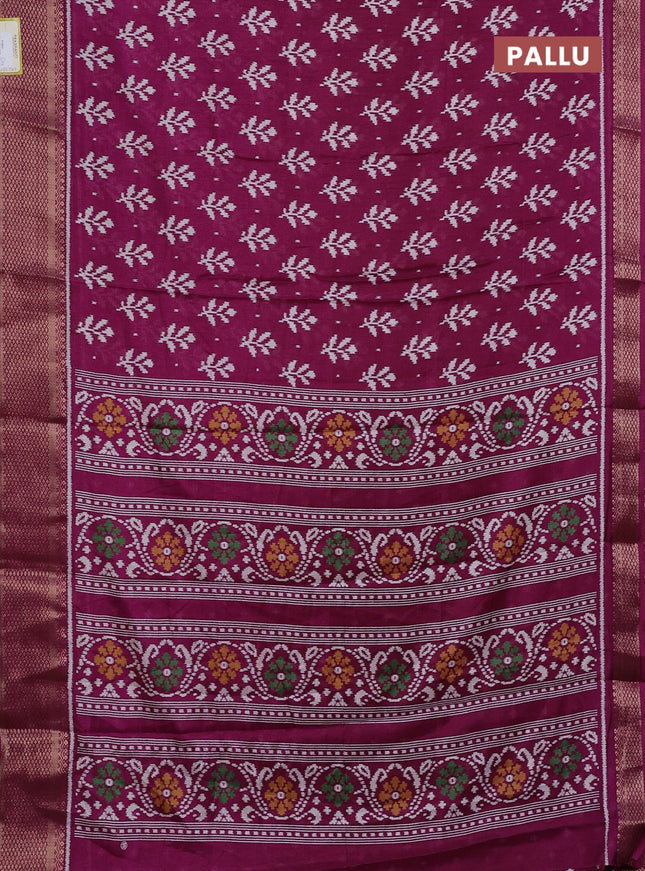 Semi dola saree purple with ikat butta prints and zari woven border