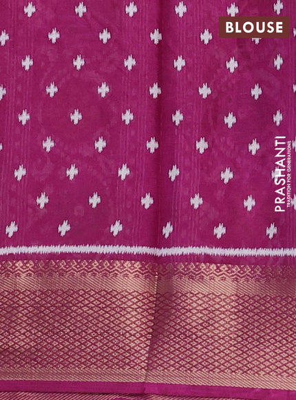 Semi dola saree purple with ikat butta prints and zari woven border