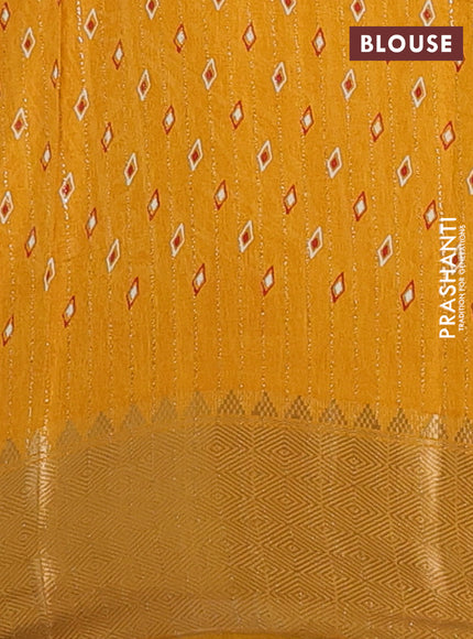 Semi dola saree mustard yellow with allover zari weaves & leheriya prints and zari woven border
